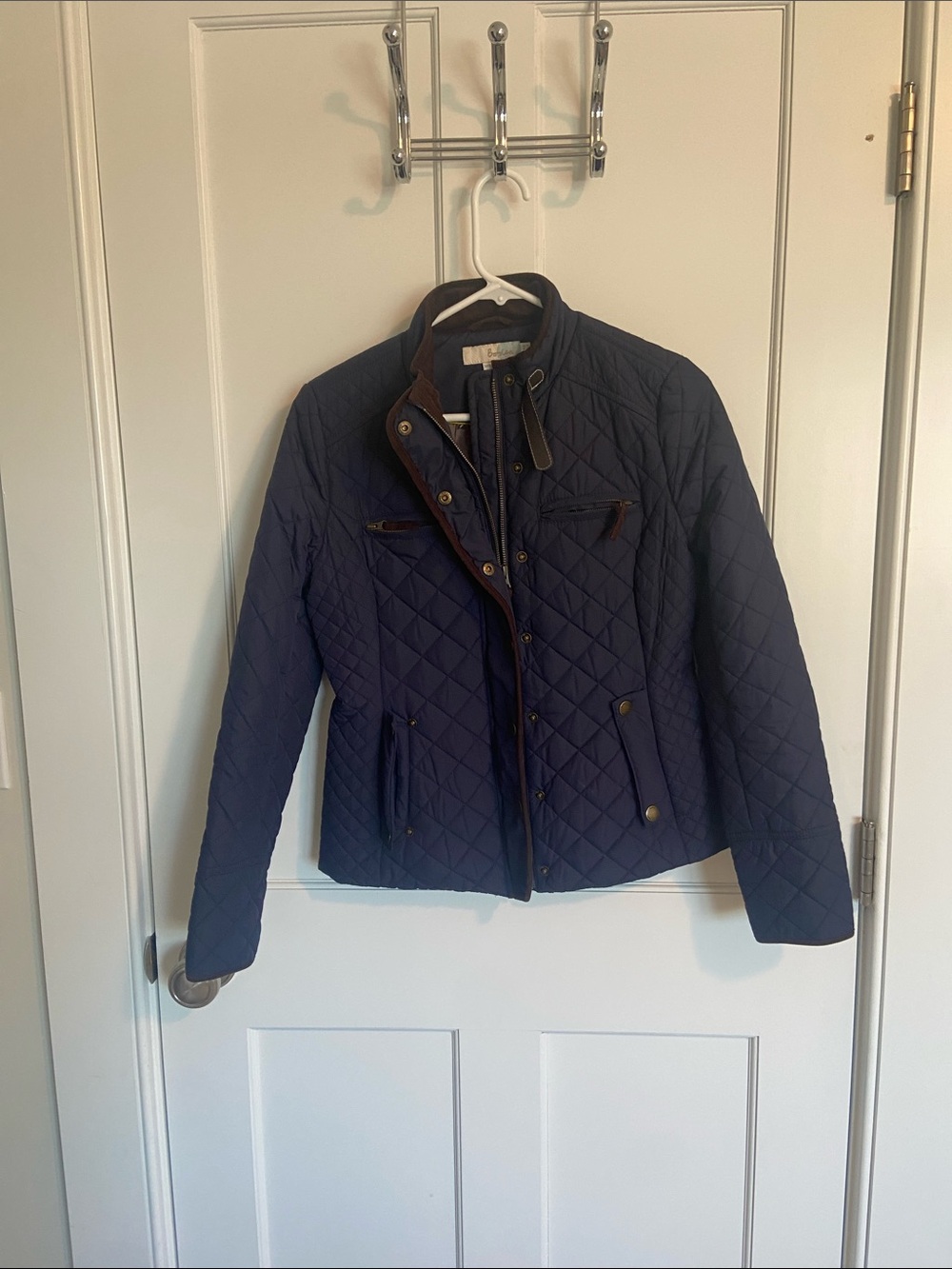 Boden Quilted Navy Diamond-Pattern Jacket